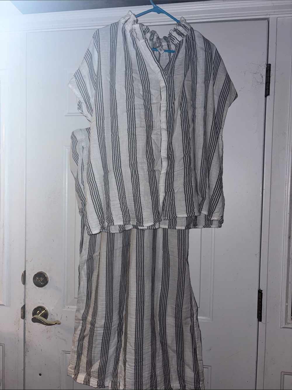 Belle Isle for TorridShort-Sleeve Striped Set - White & Gray-ish blue sz 2X - Picture 1 of 9